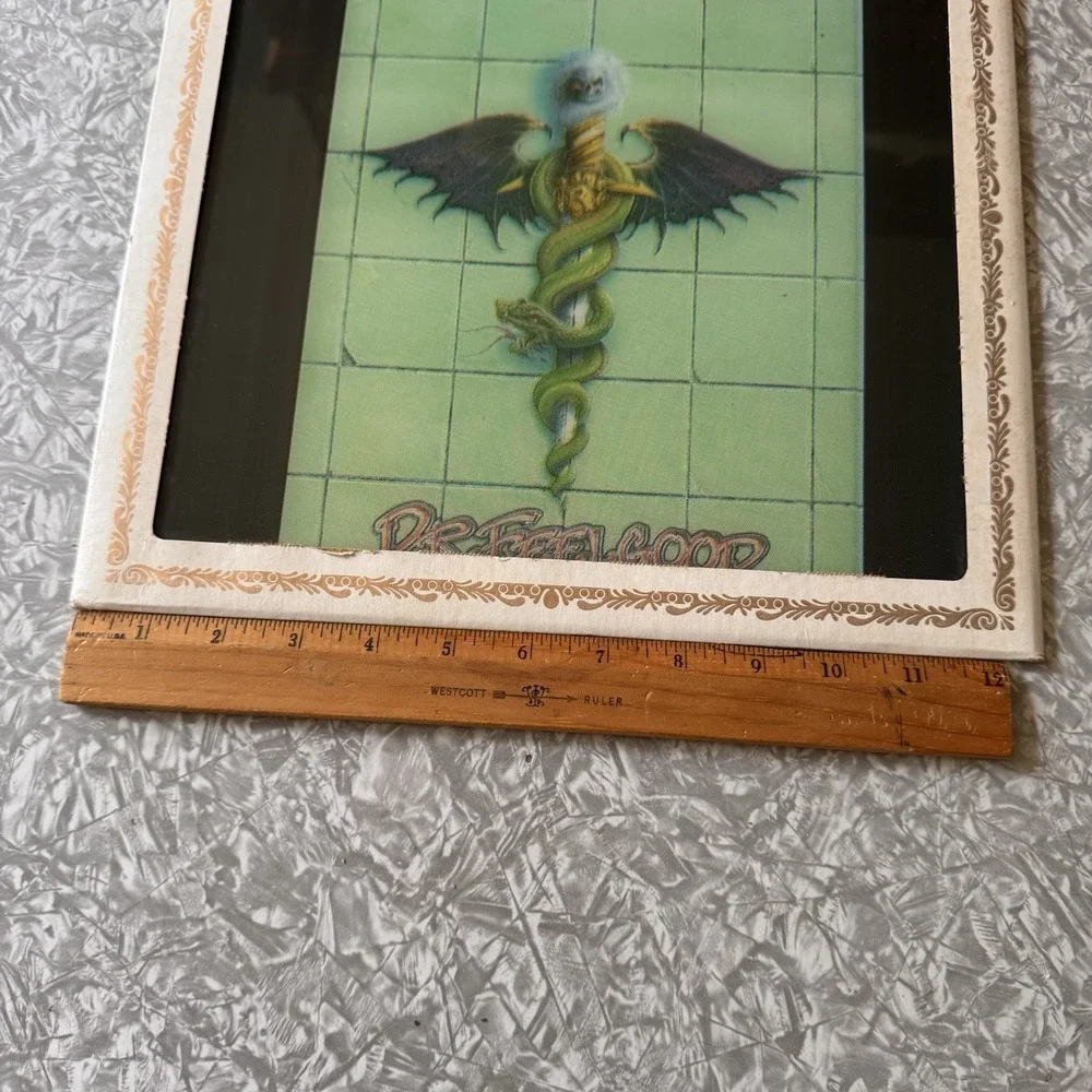 Vintage - MOTLEY CRUE DR FEELGOOD Carnival Fair Mirror Glass Large 12